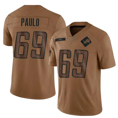 Men's Darrin Paulo Detroit Lions 2023 Salute To Service Jersey - Brown Limited