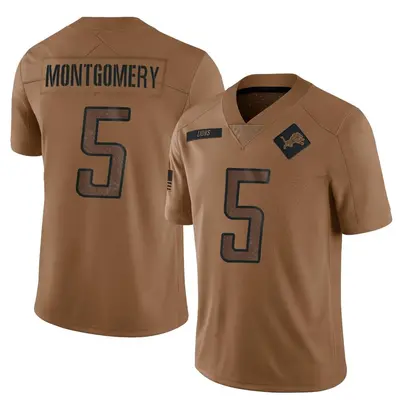 Men's David Montgomery Detroit Lions 2023 Salute To Service Jersey - Brown Limited