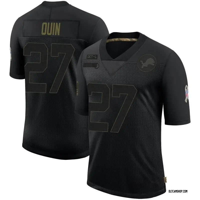 Men's Glover Quin Detroit Lions 2020 Salute To Service Jersey - Black