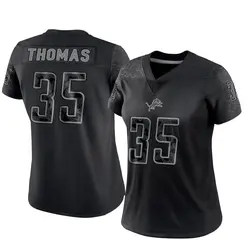 Women's Isaiah Thomas Detroit Lions Reflective Jersey - Black Limited